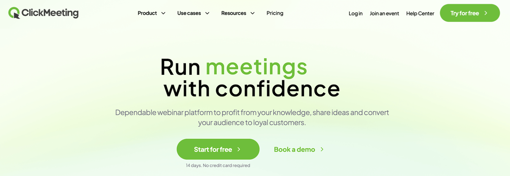 ClickMeeting homepage: Run meetings with confidence