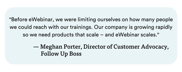 Cita de Meghan Porter, Directora de Defensa del Cliente, Follow Up Boss