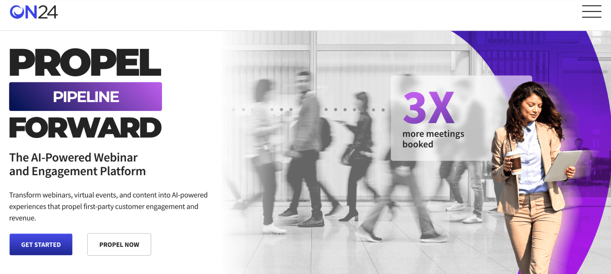 ON24 homepage: The AI-Powered Webinar and Engagement Platform