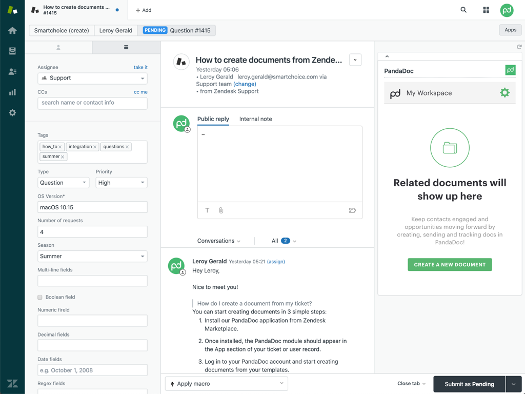 Zendesk-PandaDoc-integration