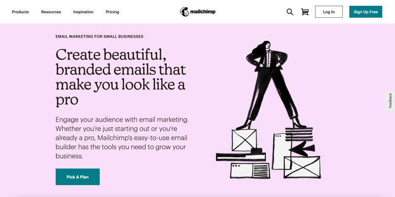 Página web de marketing por correo electrónico de Mailchimp