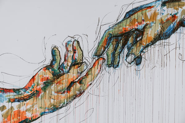 Ilustración de dos manos tocándose