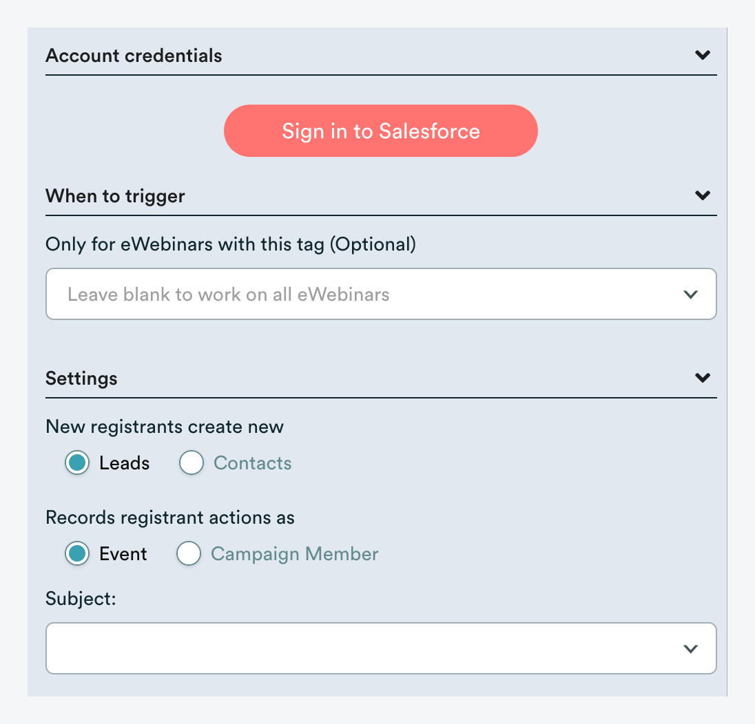 configuración de la integración de salesforce