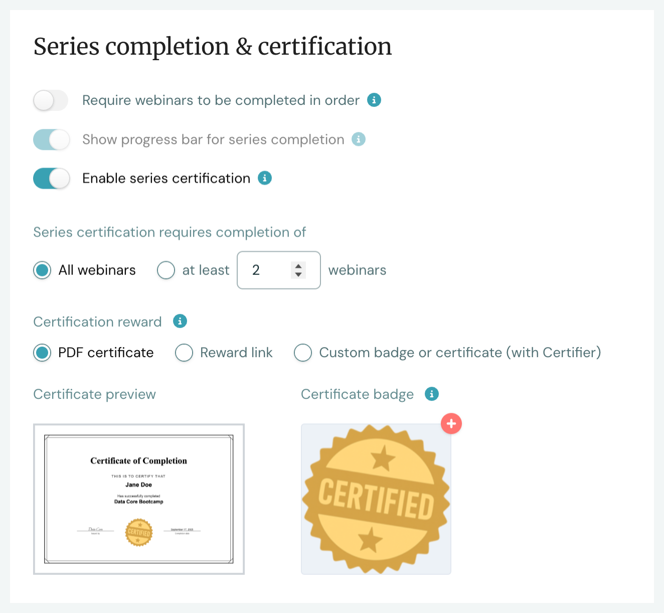 series completion and certification series completion and certification