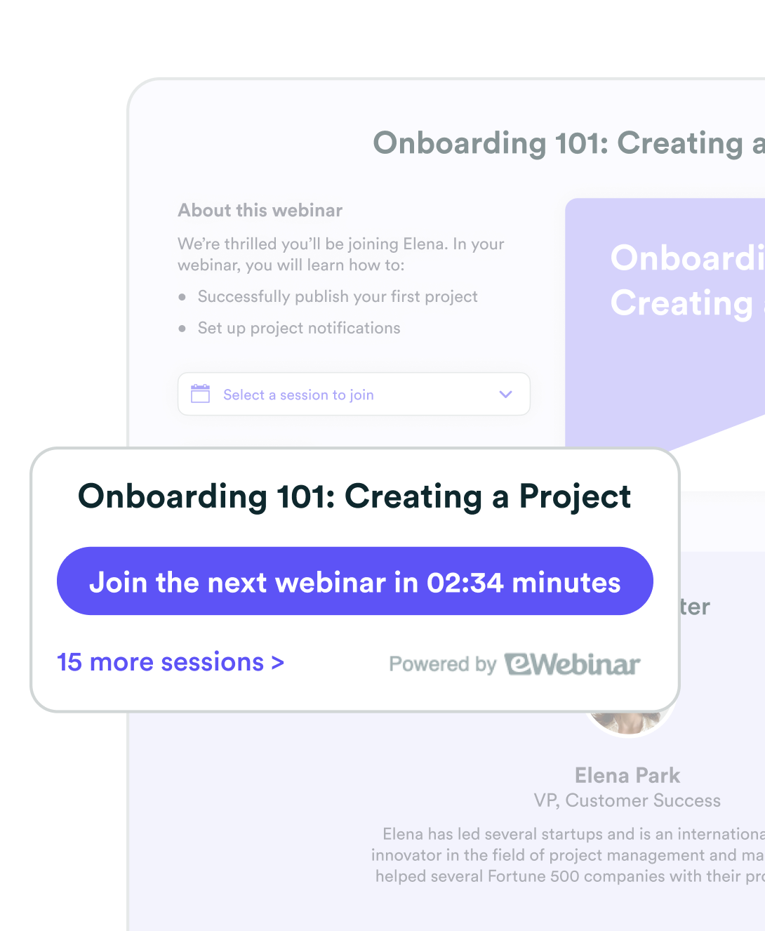 Página de registro y widget