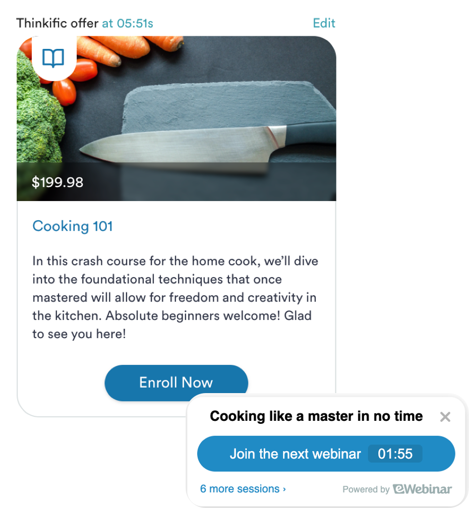 Tarjeta y widget Thinkific